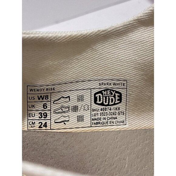 Hey Dude Slip on Shoes Womens  casual Wendy Rise in Spark White size 8.5 - Picture 6 of 6
